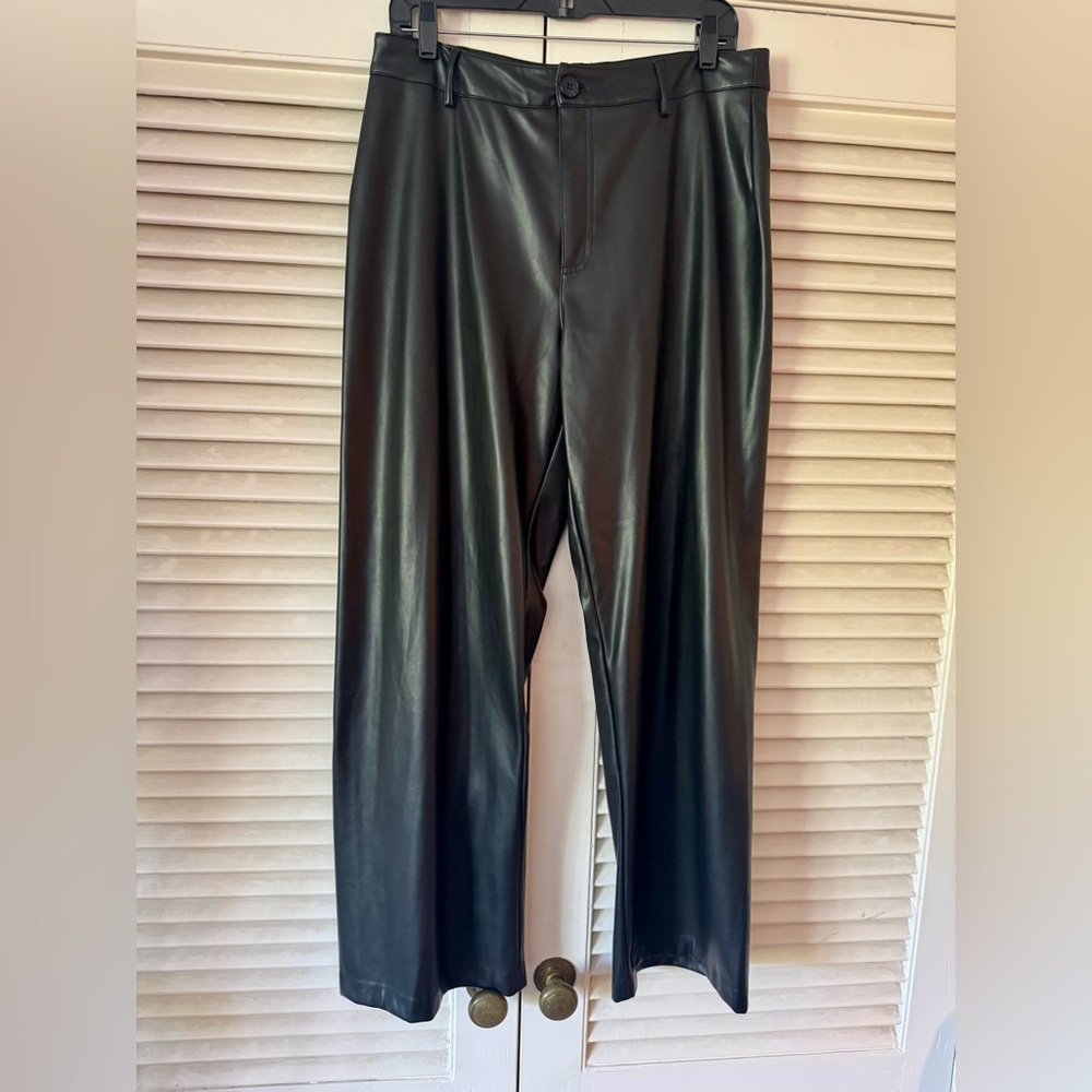 NWT PRIMARK VEGAN BLACK LEATHER TROUSERS WOMEN’S US SZ 10, UK SZ 14 ORIG $65